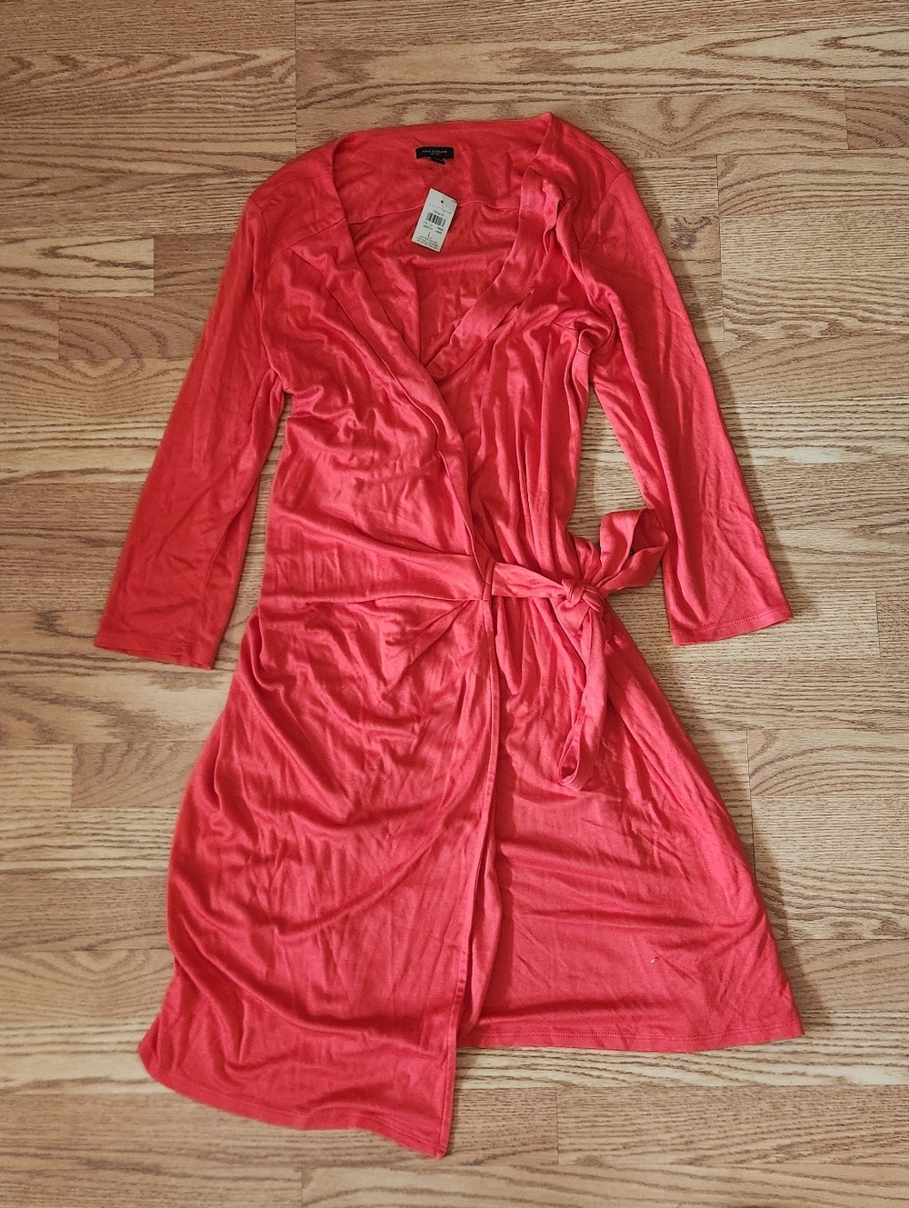 NWT Anne Taylor Red Wrap Dress with Tie Waist, Size L